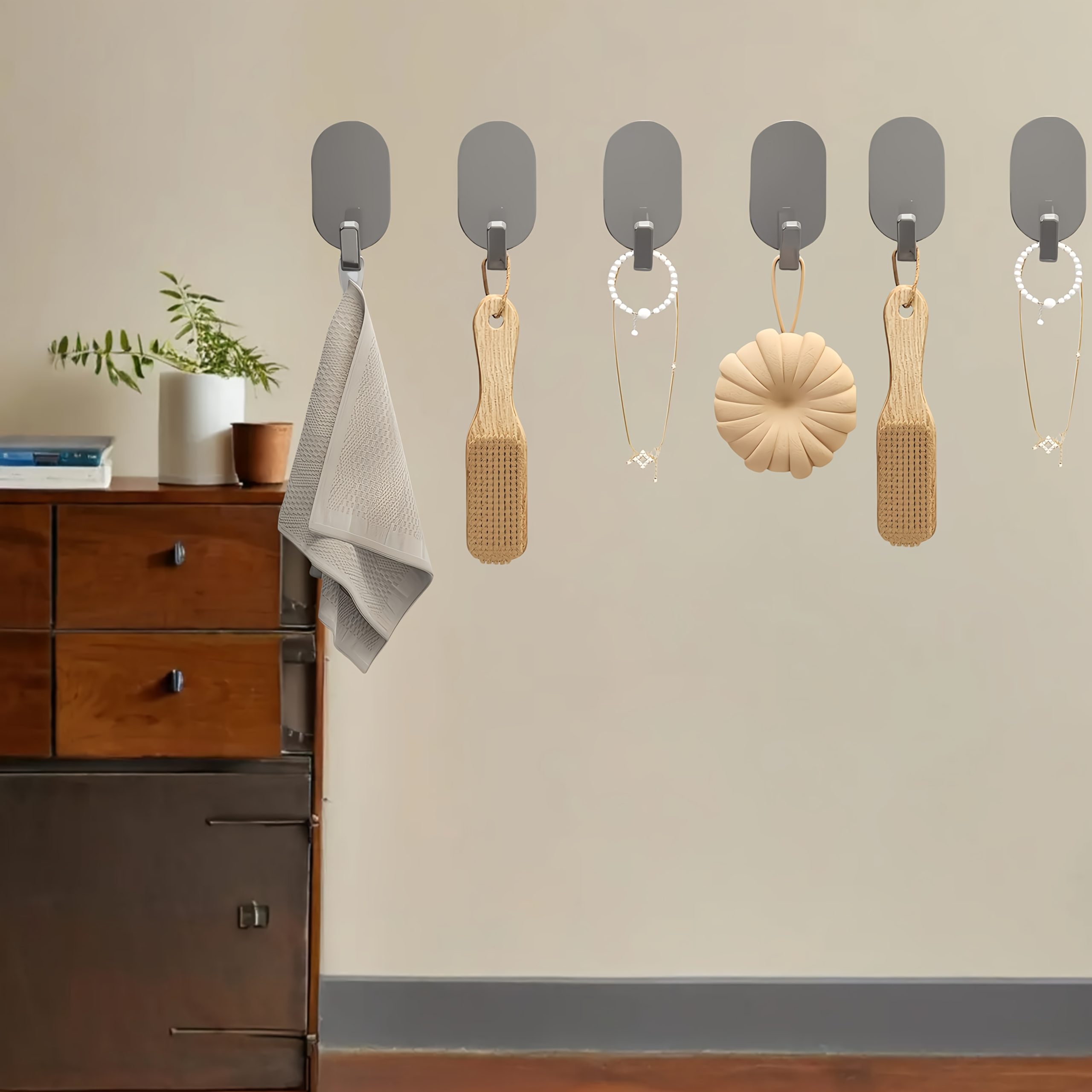 6u002F 12pcs Heavy-Duty Adhesive Hooks - No Drilling Required, Perfect for Bathrooms And Toilets, Multifunctional Wall-Mounted Hangers, Modern Wall-Mounted Hangers, Easy to Install Hooks, Bathroom Towel Rack - Image 6