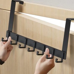 Multi-Hook No-Drill Door Back Hanger Bathroom Kitchen Bedroom Multi-Use Storage Rack, Ins Style Easy Wall-Mounted Hook Towel Coat Hanging Rack Home Decor