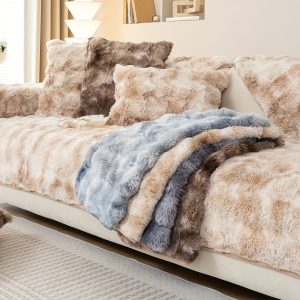 1pc Gradient Velvet Sofa Slipcover, Dog-friendly Sofa Cover Couch Cover, Plush Sofa Protective Cover, Plush Furniture Protector Cover Bedroom Office Living Room Home Decoration