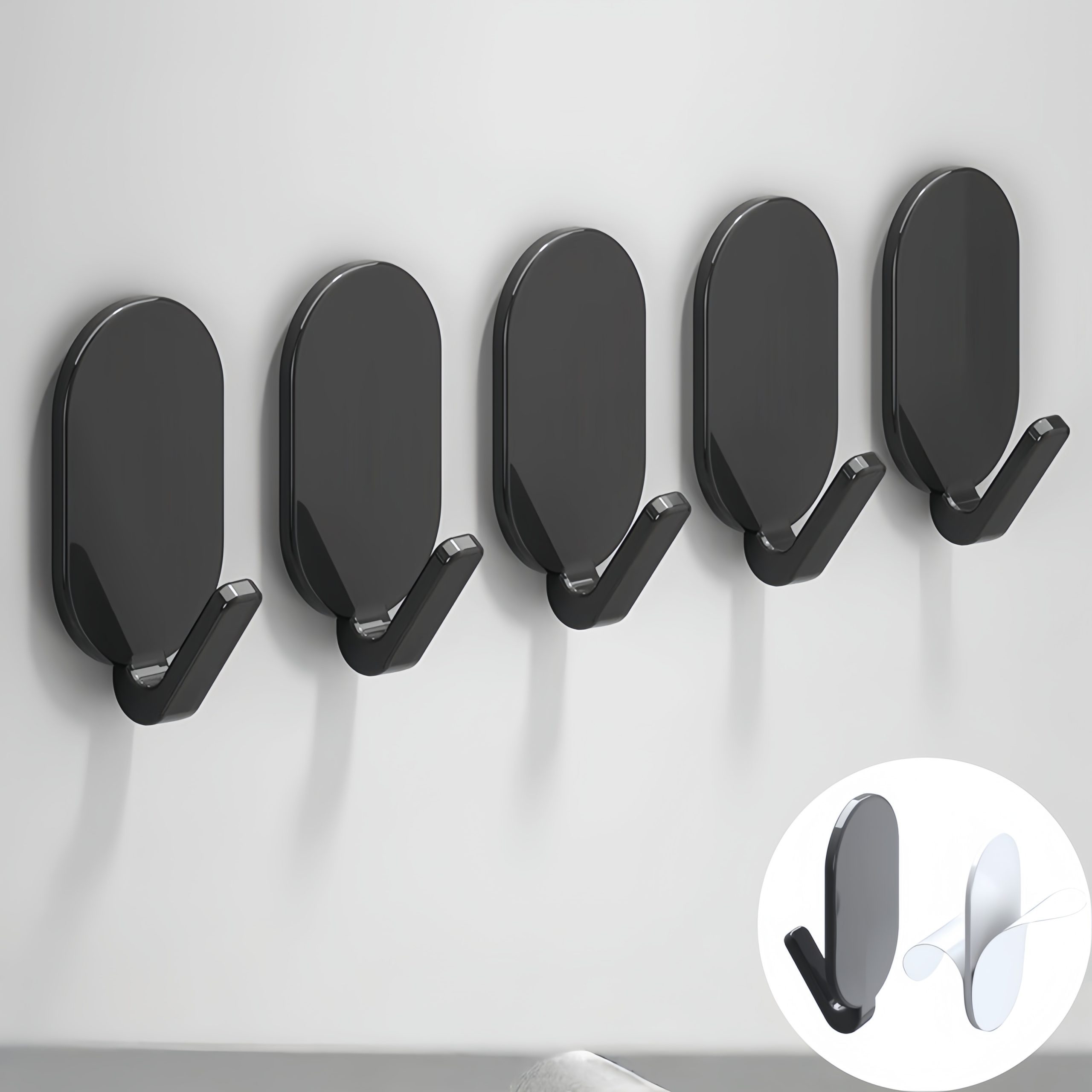 6u002F 12pcs Heavy-Duty Adhesive Hooks - No Drilling Required, Perfect for Bathrooms And Toilets, Multifunctional Wall-Mounted Hangers, Modern Wall-Mounted Hangers, Easy to Install Hooks, Bathroom Towel Rack