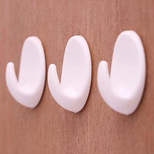 5pcs Mini Oval Reusable Stick On Wall Adhesive Heavy Duty Utility Hooks, Aesthetic Room Decor, Home Decor, Kitchen Accessories, Bathroom Decor, Bedroom Decor