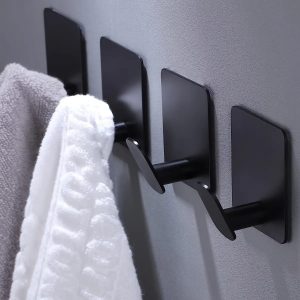 Set of 2 Modern Stainless Steel Adhesive Towel Hooks - Featuring a Stylish Brushed Surface, No-Drill Self-Adhesive Wall-Mounted Design, Slip-Resistant Structure Suitable for Bathrooms And Kitchens, Perfectly Compatible with Towels And Cloths