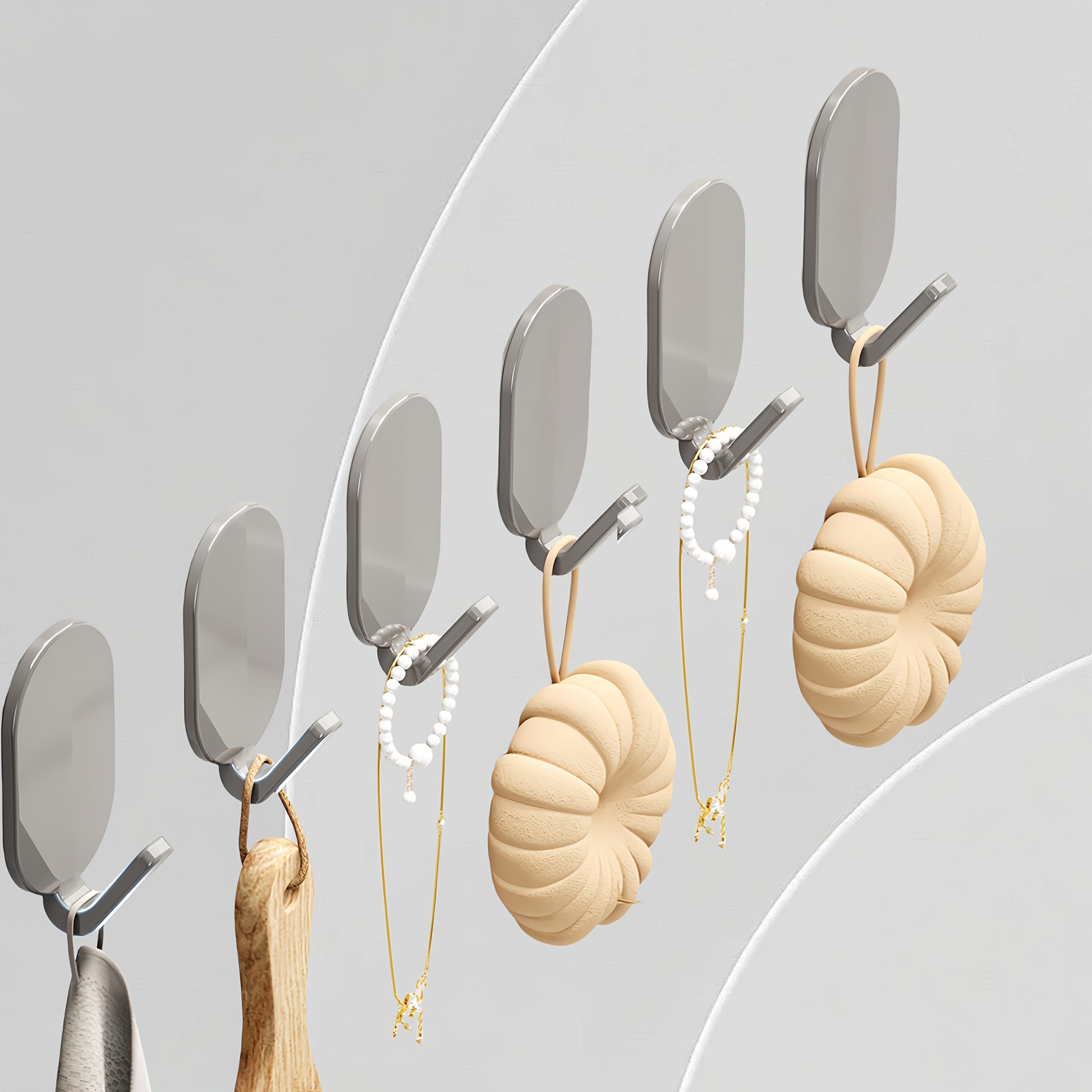 6u002F 12pcs Heavy-Duty Adhesive Hooks - No Drilling Required, Perfect for Bathrooms And Toilets, Multifunctional Wall-Mounted Hangers, Modern Wall-Mounted Hangers, Easy to Install Hooks, Bathroom Towel Rack - Image 5