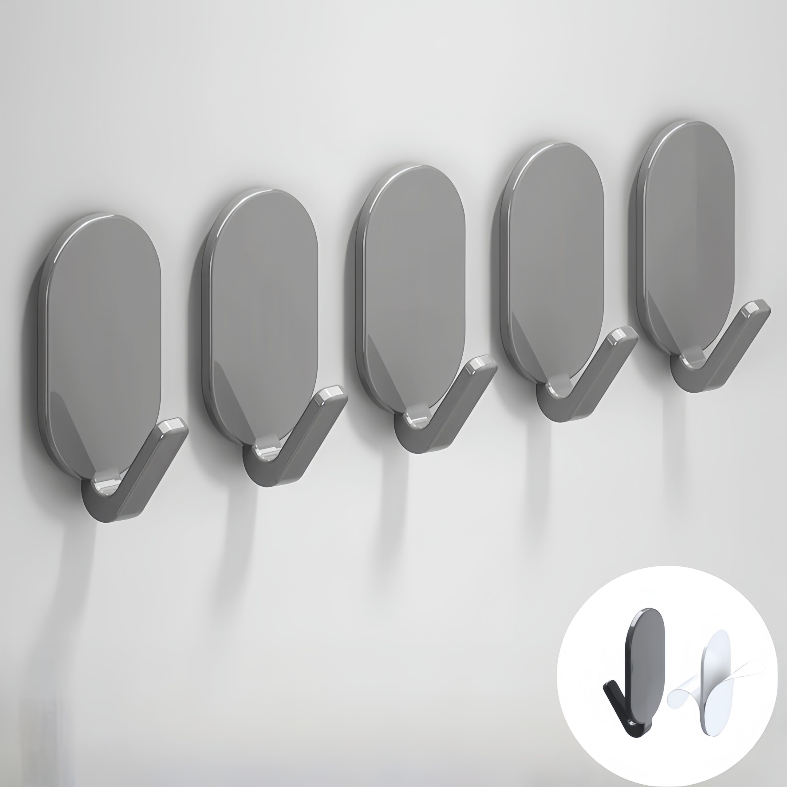 6u002F 12pcs Heavy-Duty Adhesive Hooks - No Drilling Required, Perfect for Bathrooms And Toilets, Multifunctional Wall-Mounted Hangers, Modern Wall-Mounted Hangers, Easy to Install Hooks, Bathroom Towel Rack - Image 12