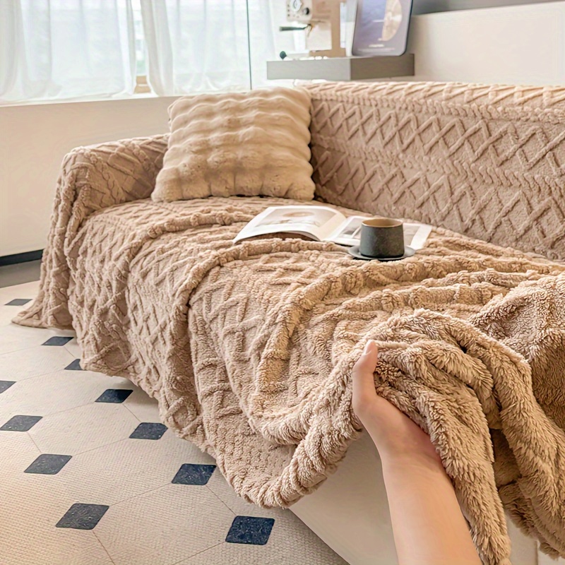 1pc Modern Jacquard Shu Velveteen Sofa Throw Cover - Pet Friendly Slipcover with Soft Plush Feel - Machine Washable, Non-Printing Single Piece Couch Protector for Home Decor - Fits Armchair to 4-Seater Sectional Sofas - Image 8