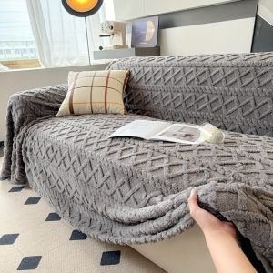 1pc Modern Jacquard Shu Velveteen Sofa Throw Cover - Pet Friendly Slipcover with Soft Plush Feel - Machine Washable, Non-Printing Single Piece Couch Protector for Home Decor - Fits Armchair to 4-Seater Sectional Sofas