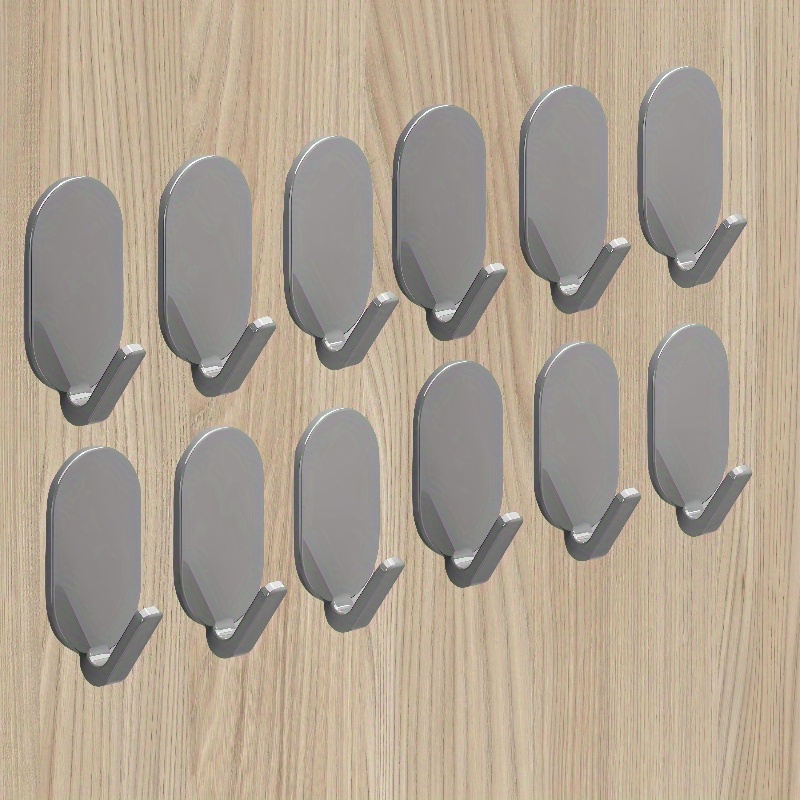 6u002F 12pcs Heavy-Duty Adhesive Hooks - No Drilling Required, Perfect for Bathrooms And Toilets, Multifunctional Wall-Mounted Hangers, Modern Wall-Mounted Hangers, Easy to Install Hooks, Bathroom Towel Rack - Image 11
