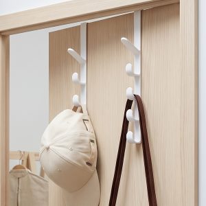 Over The Door Hook Hanger, No Drill Multi-Purpose Door Hanger Rack, Heavy Duty Door Back Hanging Organizer for Hanging Coats, Bags, Hats, Towels, Robes, Space Saving Storage for Bathroom, Bedroom, Entryway, Closet, Easy No-Install Design