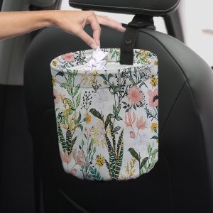 Floral Collapsible Car Trash Can - Reusable Automotive Garbage Bag with Spring Flower Design, Compact Storage for Front & Back Seat, Ideal for Home, Office, and Travel, Car Accessory | Decorative Trash Can | Collapsible Bin, Trash Bag Holder
